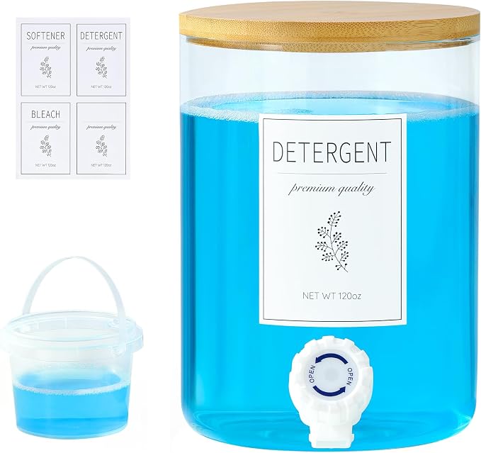 1 Glass Laundry Detergent Dispenser - 120 Oz Liquid Detergent by KitHero