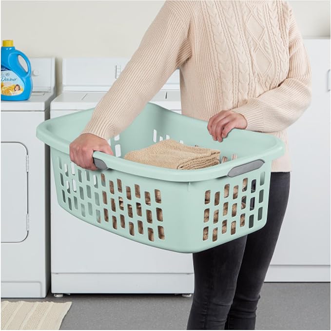 Sterilite HipHold Laundry Basket, Plastic Rectangle Clothes Hamper, 6 Pack - Image 4