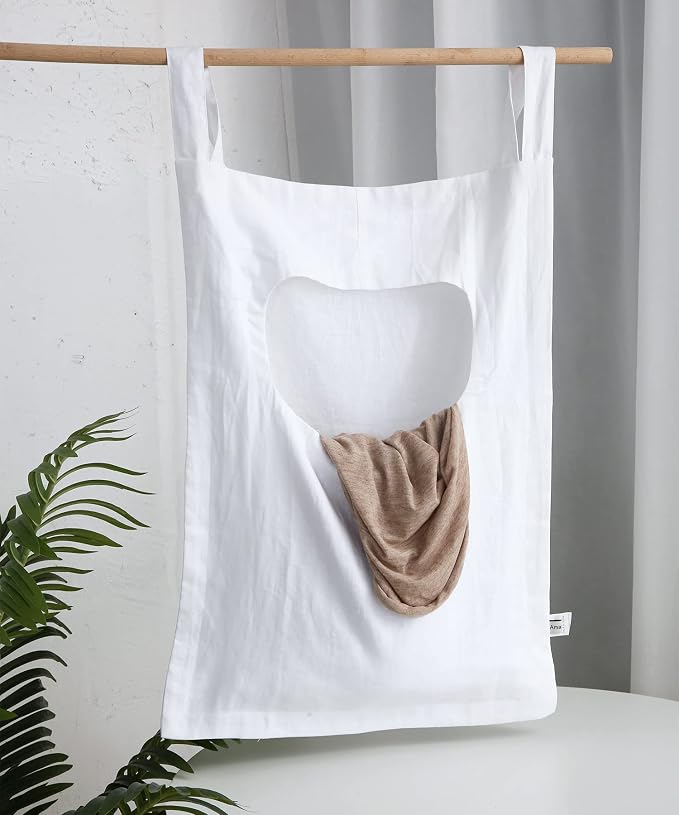 Amazhiyu 100% Linen Door Hanging Laundry Hamper Bag, 19x27 Inches - Image 3
