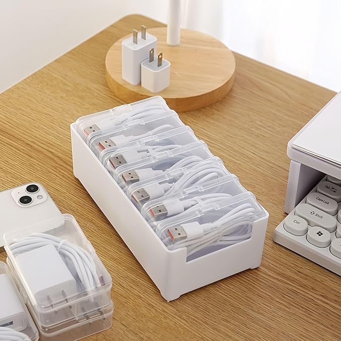 7 Case Cable Storage Box with Cable Straps and Label Stickers, Travel Cord - Image 4