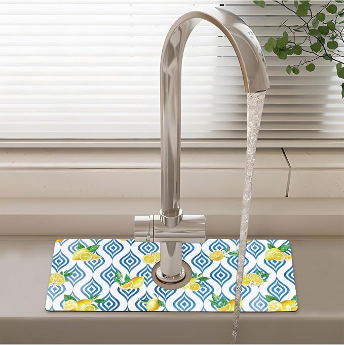 Patterned Sink Faucet Mat Kitchen Splash Guard Super Absorbent Drying Mat - Image 2