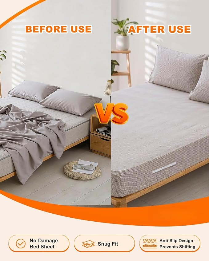 6 Pack Bed Sheet Holders, Heavy-Duty Corner Sheet Grippers | Foldable snap lock - Image 4