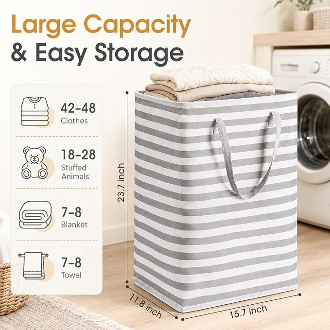2 Pack Large Laundry Baskets, Laundry Hampers, Freestanding Waterproof - Image 2