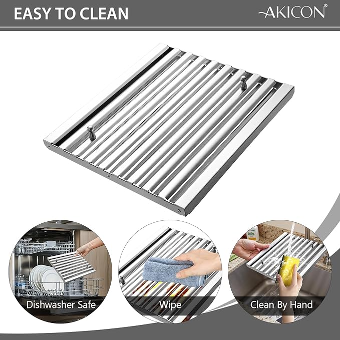 Akicon 42 Inch Range Hood Insert with Heater Sensor, 1200 CFM Ultra-Quiet Stainless Steel Ducted Vent Hood Insert with 4 Speed Fan, Dimmable LED Lights and Dishwasher Safe Filters