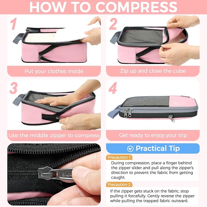 BAGAIL 4/6 Set/8 Set Compression Packing Cubes Travel Accessories Expandable - Image 5