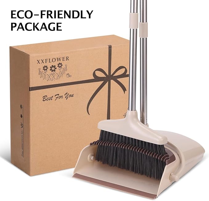 Broom and Dustpan Set with Long Handle, Light Weight Stainless Steel Poles - Image 8