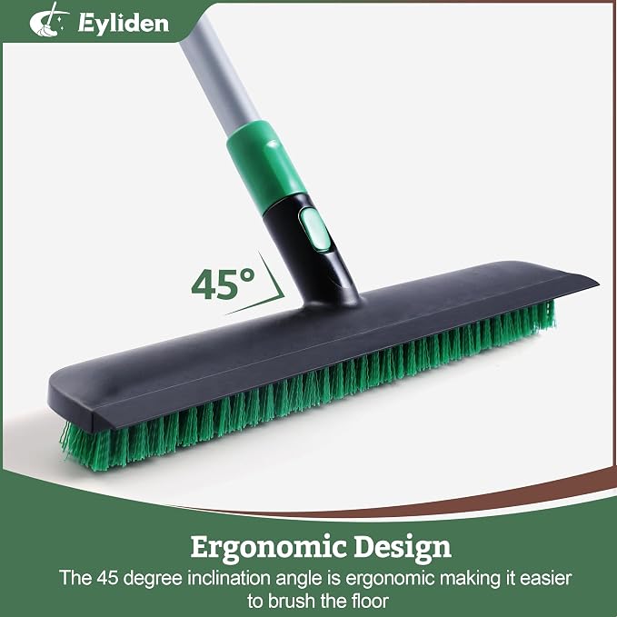 Eyliden Scrub Brush with Squeegee, Floor Deck Tile Bath Cleaning Scrubber | - Image 4