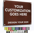 SPEEDYORDERS Custom Outdoor Metal Signs, Personalized Aluminum Signs, Customized Safety Signs, Metal Business Signs, Waterproof Outdoor Business Signs, White Aluminum (Brown Background, 20x20 In)