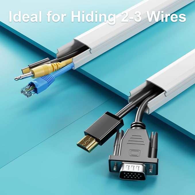 Yecaye 42in Cord Covers for Wall Mounted TV, W0.98in H0.51in, Cable Management - Image 4