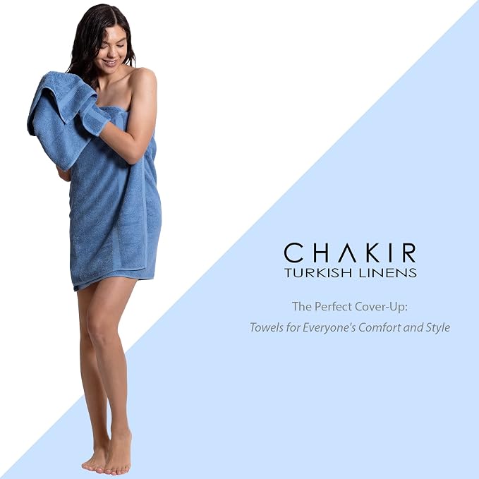 Chakir Turkish Linens 100% Cotton 8-Piece Towel Set, Wedgewood | Premium Towel - Image 3