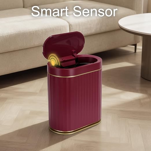 ELPHECO 2 Gallon Sensor Trash Can, Automatic Lid, Burgundy Gold | IPX5 - Image 3