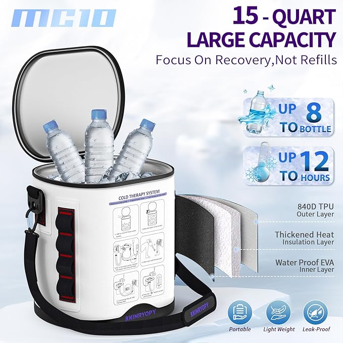 Cold Therapy Machine with Programmable Timer, Portable Ice Machine for Knee After Surgery, Knee Replacement Recovery System, Cryotherapy Pain Relief w/Compression Pad for,Shoulder, Hip and Ankle