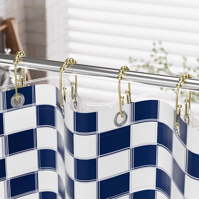 AmazerBath Shower Curtain Hooks Gold Shower Curtain Rings Rust Proof, Double - Image 8