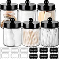 Amolliar Acrylic Apothecary Jar Bathroom Qtip Holder Black 6 Pack by Amolliar
