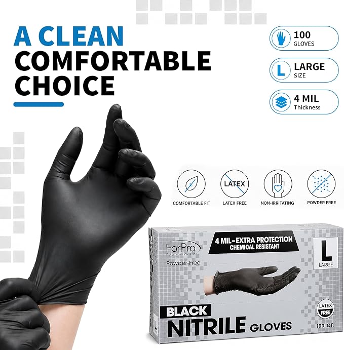 ForPro Disposable Nitrile Gloves, Chemical Resistant, Powder-Free, Latex-Free - Image 7