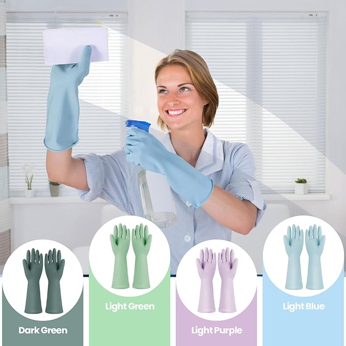 Jsocoah Cleaning Gloves for Dishwashing, 4/5 Pairs Reusable Kitchen Gloves for - Image 6