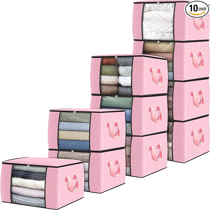 10 Pack Storage Bags for Clothes Blanket Storage Bins by Fabtotes