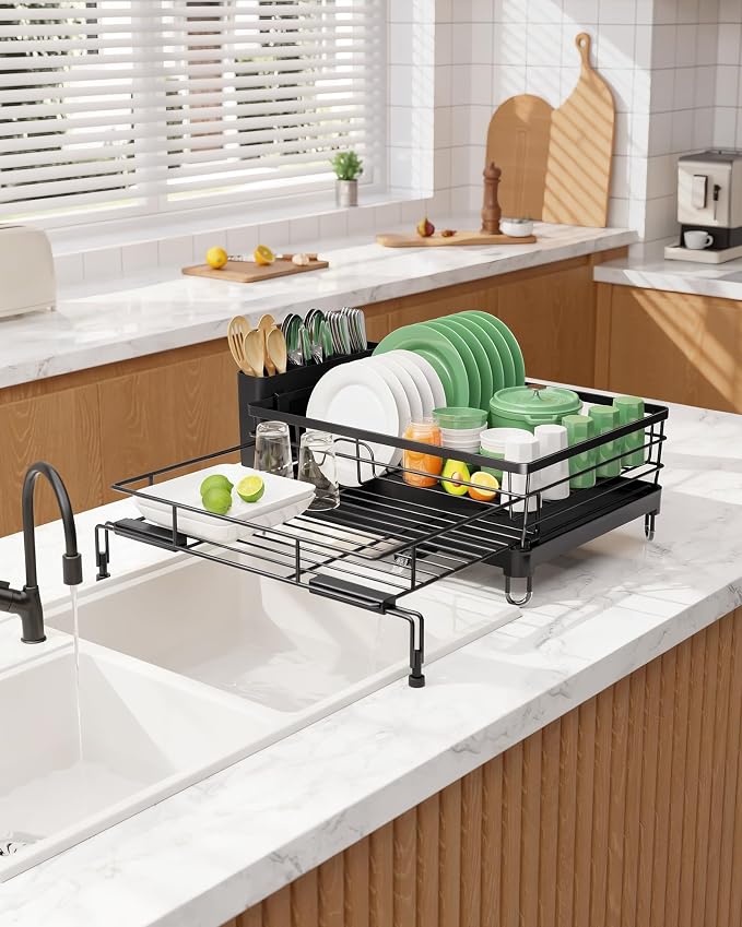 Kitsure Adjustable Dish Drying Rack, 15.6''-25.2''L × 16.9''W, Rust-Resistant - Image 9