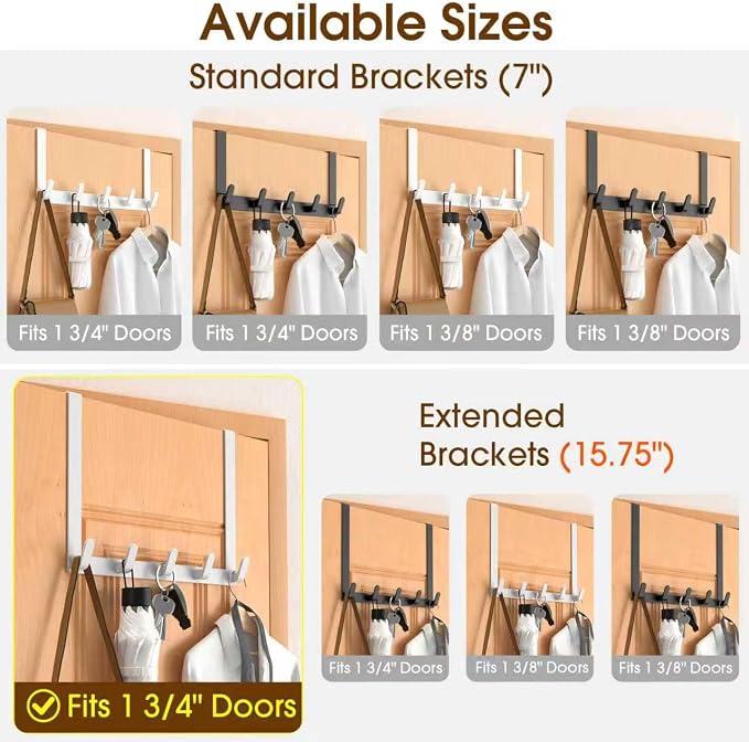 Long Over The Door Hooks with 15.75-inch Arms - Image 4