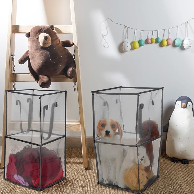 Zopeal 3 Pack Collapsible Mesh Laundry Basket, Double-layer | 13 Inch Square - Image 6