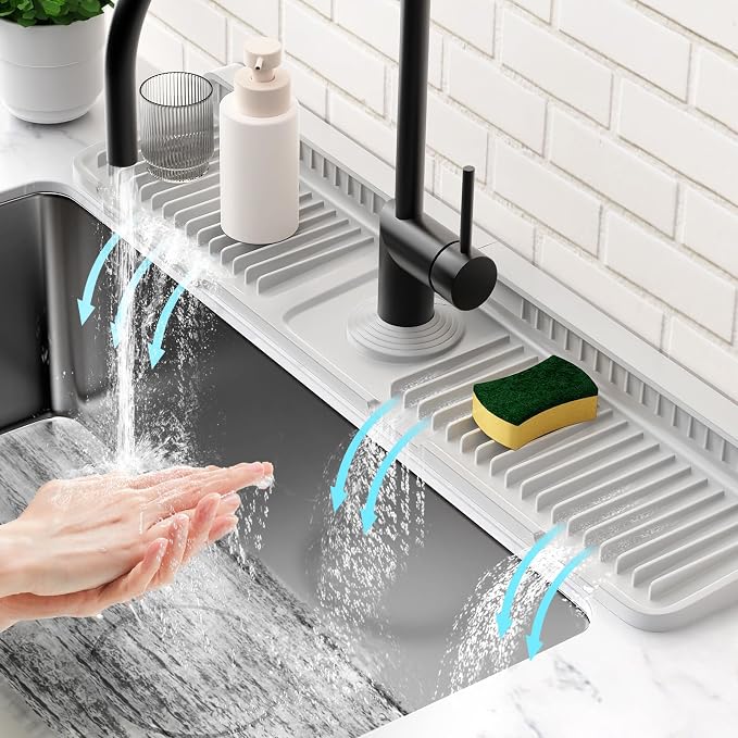 24'' Folding Faucet Mat for Kitchen Sink Splash Guard Kitchen Sink Faucet Mat by Snoquir