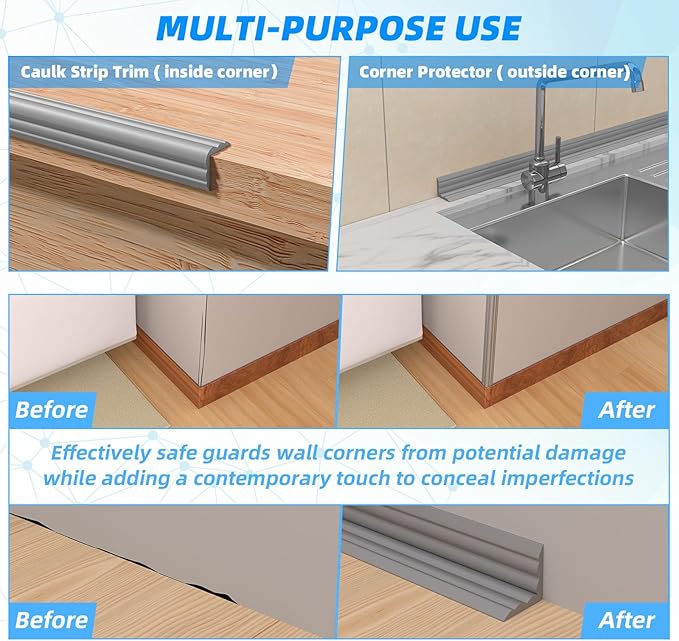 20FT Flexible Wall Corner Protector Moulding Trim, Peel and Stick Inside & Outside Wall Corner Guards Edge Protector,Self Adhesive Molding Trim Strip for Edge Ceiling