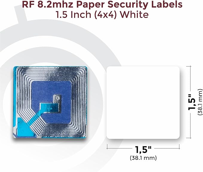 2000 Paper Security Labels 1.5 X 1.5 Inch RF 8.2Mhz White Checkpoint Compatible – Practical and Effective Anti-Theft Labels for EAS Loss Prevention Systems by Bullseye Protection