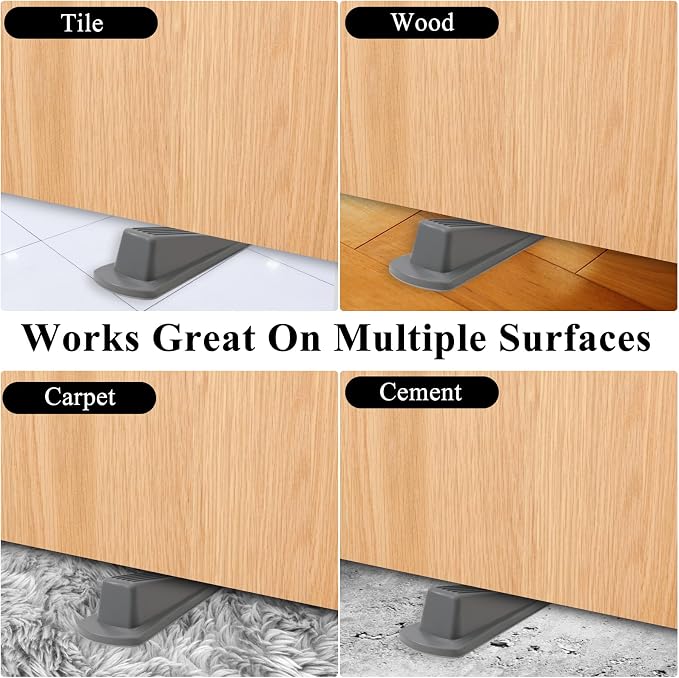 4 Pack Door Stoppers for Bottom of Door, Rubber Door Stopper Wedge, Sturdy - Image 6