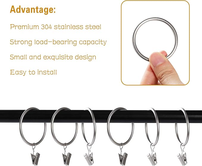 Lansian 20 Pack Curtain Rings - Image 4