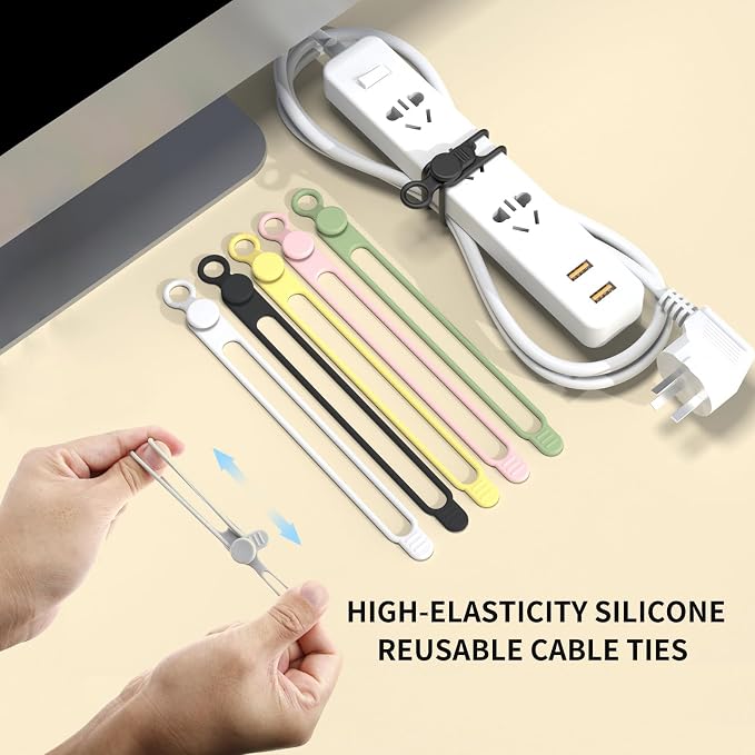 UMUST Silicone Cable Straps, School | Reusable Cord Ties, Cable Strap Tie - Image 3