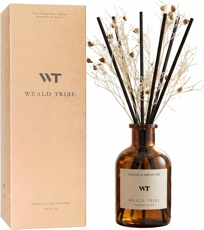 Flower Reed Diffuser Set Clean White Linen Scent by WEALD+TRIBE