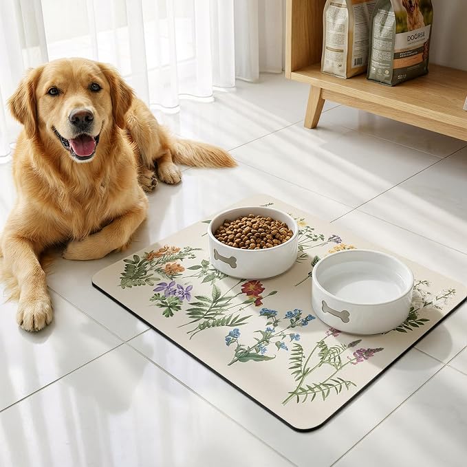 LOKHOM 16"x20" Dish Drying Mat，Vintage Sage Flower Herb Coffee Mat | Ultra - Image 4