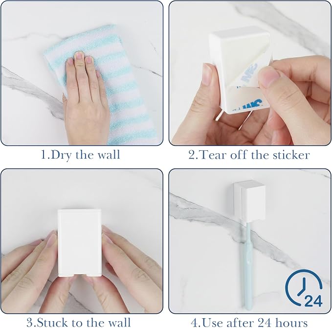 4 Pack Toothbrush Holders for Bathrooms Shower, Wall Mount Toothbrush Organizer - Image 4
