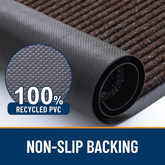 OLANLY Front Door Mat Indoor Outdoor Entrance, Waterproof Heavy Duty Doormat, Fade Resistant, Low Profile, Easy Clean Patio Porch Welcome Floor Mats for Entry, 40x32, Tan