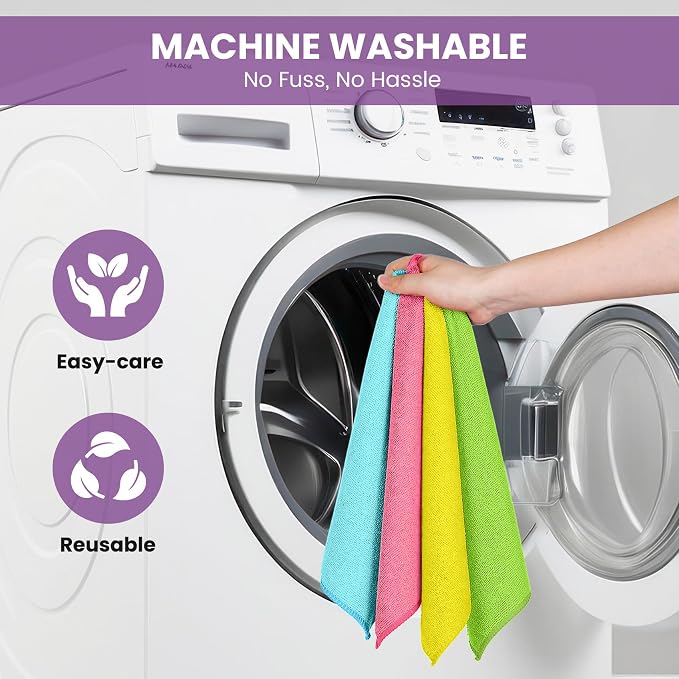 12 Pack Microfiber Cleaning Cloth, 4 Assorted Colors Cleaning Rags - Image 7
