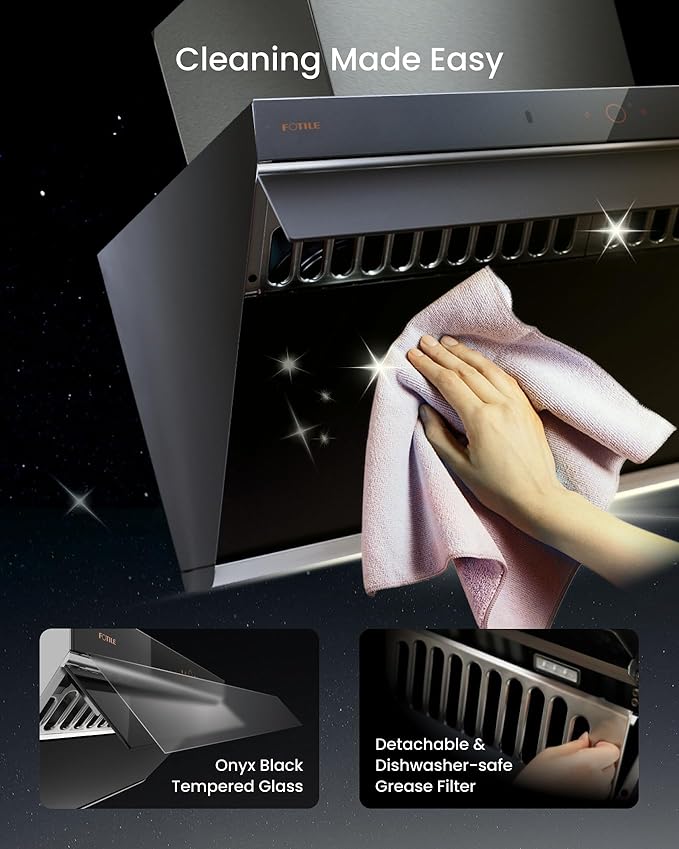 FOTILE JQG9007 36" Under Cabinet or Wall Mount Kitchen Range Hood 1100 CFM 4 Speed Level with LED Lights, Fingerprint Resistance and Motion Control