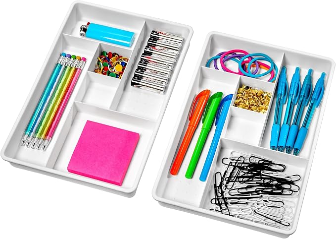 madesmart Plastic 6-Compartment Drawer Organizer Gadget Trays - Image 4