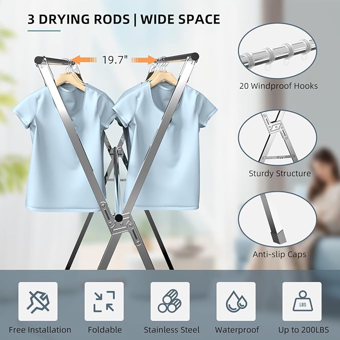 79" Clothes Drying Rack, Laundry Drying Rack Clothing - Image 2