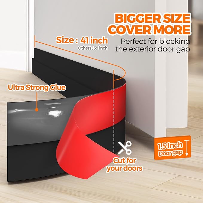 Holikme Under Door Draft Stopper 41inch Weather Stripping Door Seal - Image 4