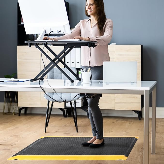 2 x 7 FT Anti Fatigue Mats Industrial 15/16 Inch Thick Soft Sponge Ergonomic Mat Durable Heavy Duty Diamond Plate for Standing Non Slip Industrial Grade Floor Mat for Leg & Back Pain