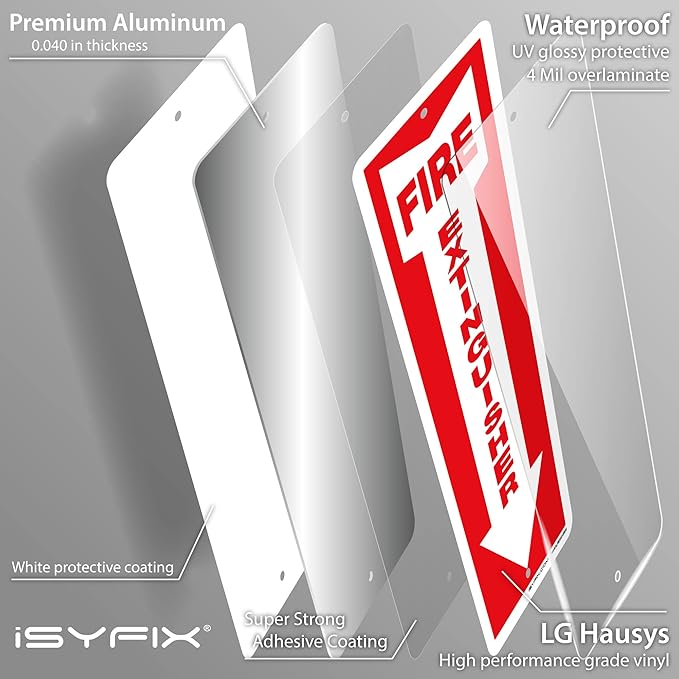 iSYFIX Fire Extinguisher Sign – 2 Pack 4x12 Inch – 100% Rust Free .040 Aluminum Signs, Laminated for Ultimate UV, Weather, Scratch, Water and Fade Resistance, Indoor and Outdoor
