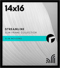 Americanflat 14x16 Picture Frame with Polished Plexiglass - Streamline Collection - Thin Border Picture Frame for Wall Display - Hanging Hardware Included - Black