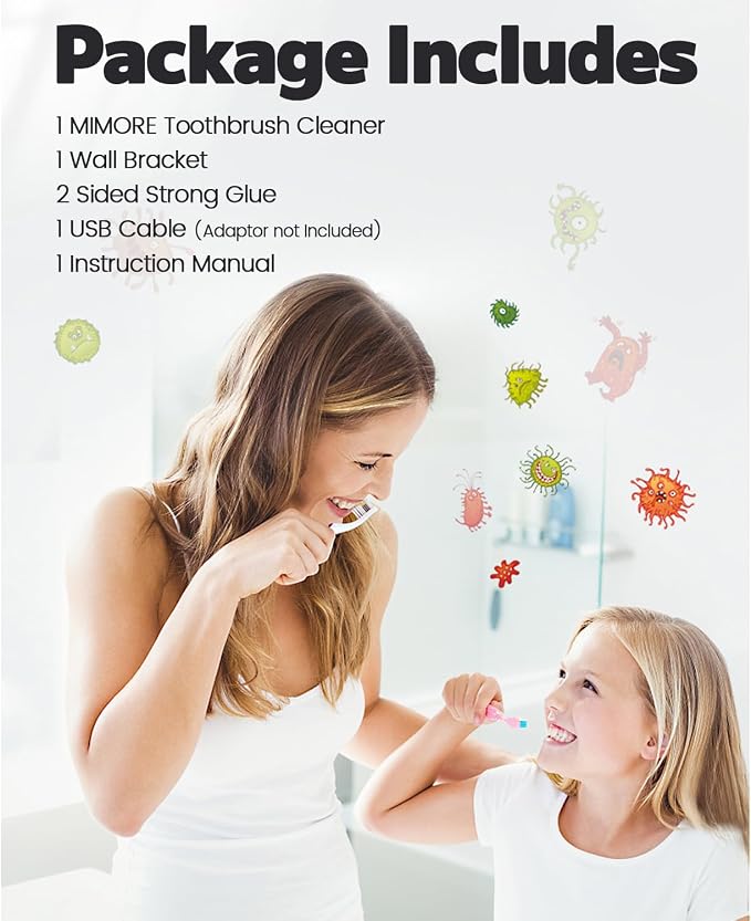 MIMORE Toothbrush Holder Wall Mounted, 4 Slots, 6-Minute Timer | Toothbrush - Image 7