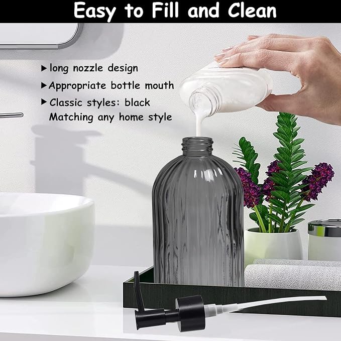 YYTSGG Gray Glass Soap Dispenser Set - Image 3