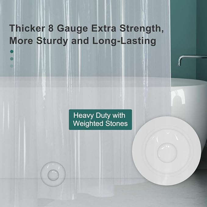 AmazerBath 78 Inch Shower Curtain Liner Clear Plastic, Long Shower Curtain - Image 6