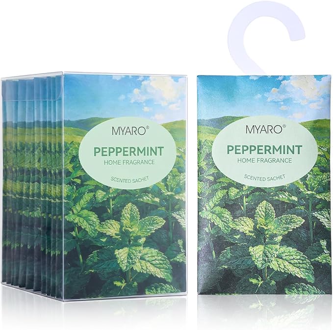 MYARO 12Pcs Mint Sachets Hanging Car Air Freshener, Closet Deodorizer - Image 7
