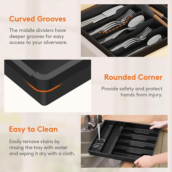 Lifewit Silverware Drawer Organizer Tray, Cutlery Storage - Image 7