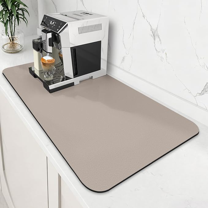 Coffee Mat Super Absorbent Dish Drying Mat Coffee Bar Mat 18"x 32", Khaki | by WiseLife