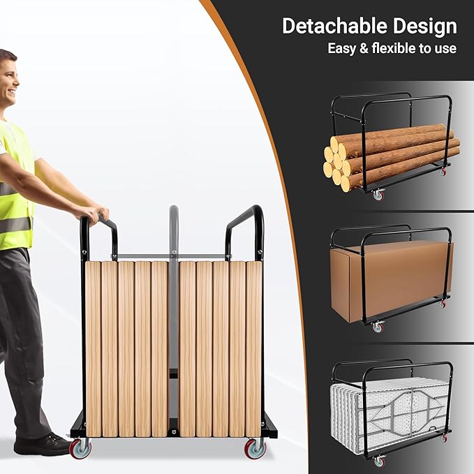 Steel Panel Truck, Drywall Cart w/ 5” PU Swivel Wheels, Heavy-Duty Panel Dolly Cart w/ 1800 LBS Capacity, for Handling Wall Panel/Lumber/Folding Table/Sheetrock， 45.6" L x 29" W x 39" H