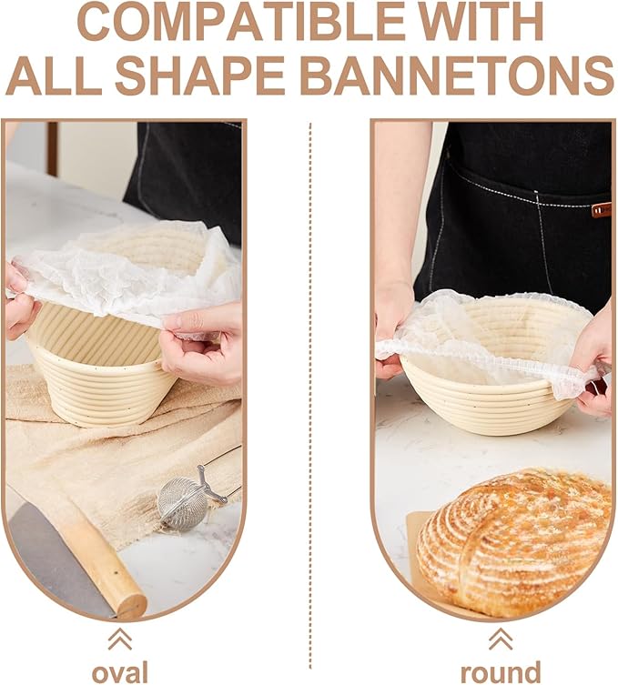 200 Pcs Banneton Liner,Banneton Bread Proofing Basket Non Woven Liners Non-Stick Dough,Bread Proofing Cover,Elastic Banneton Basket Liner,Sourdough Bread Baking Supplies